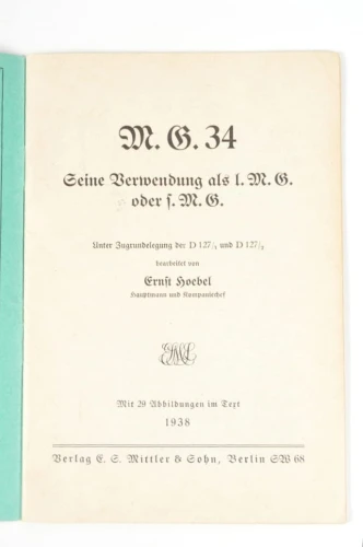 M.G. 34. Seine Verwendung als. l.M.G. oder s.M.G.