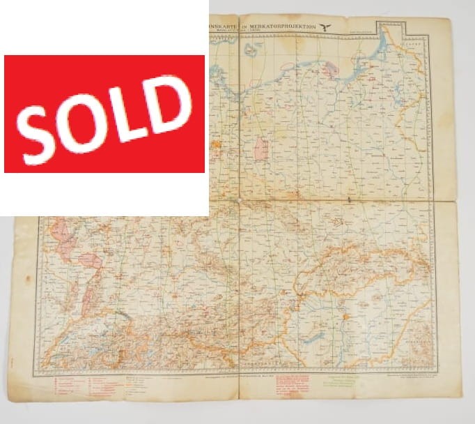MAPA LOTNICZA LUFTWAFFE EUROPA ŚRODKOWA  1940 ROK