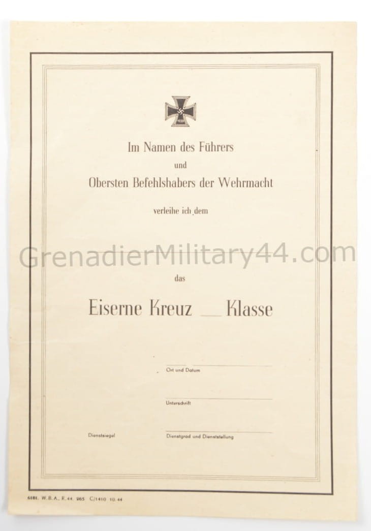 NADANIE KRZYŻA ŻELAZNEGO EK1/ 2 IN BLANCO