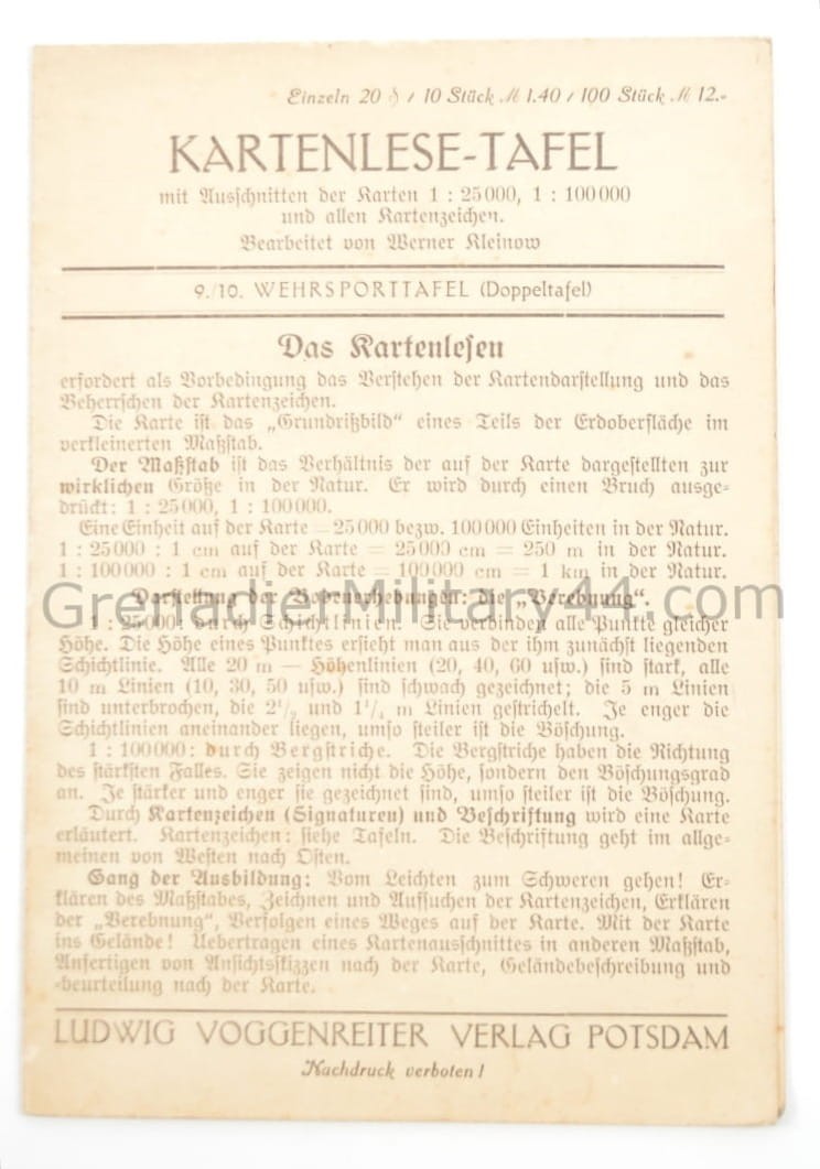 TABLICA SZKOLENIOWA "KARTENLESE-TAFEL" - CZYTANIE MAP